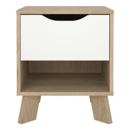 Rackhams Ikast Nightstand 1 Drawer in Jackson Hickory and White - Multicolour - Manufactured wood - 1 - thumbnail 2