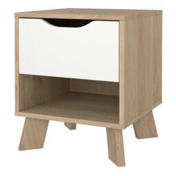 Rackhams Ikast Nightstand 1 Drawer in Jackson Hickory and White - Multicolour - Manufactured wood - 1 - thumbnail 3