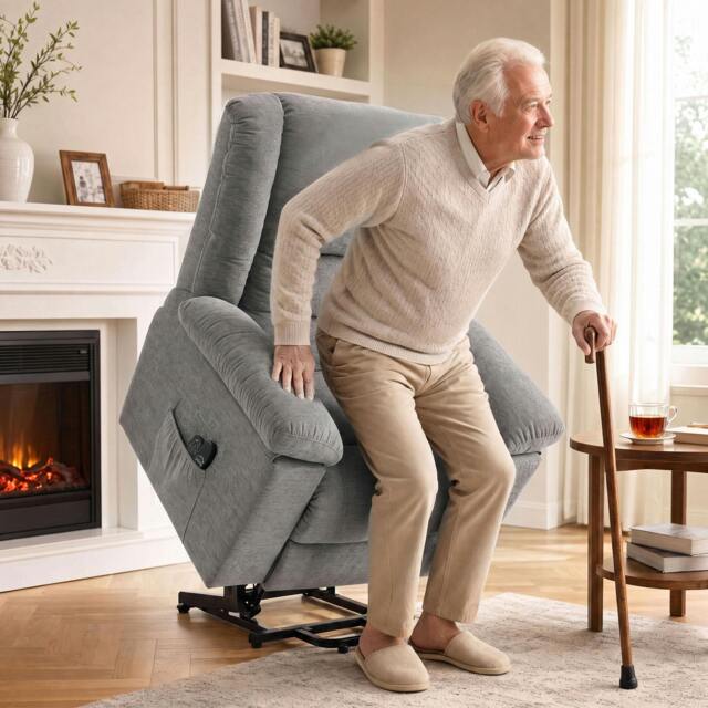 Rackhams Oversized Riser Recliner Chair with Vibration Massage and Heat - Grey - image 1
