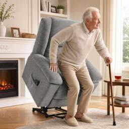 Rackhams Oversized Riser Recliner Chair with Vibration Massage and Heat - Grey
