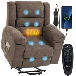 Rackhams Oversized Riser Recliner Chair with Vibration Massage and Heat - Grey - thumbnail 3