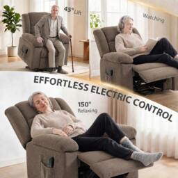 Rackhams Oversized Riser Recliner Chair with Vibration Massage and Heat - Grey - thumbnail 5