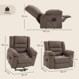 Rackhams Oversized Riser Recliner Chair with Vibration Massage and Heat - Grey - thumbnail 4