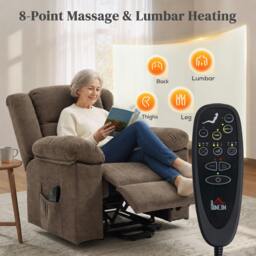 Rackhams Oversized Riser Recliner Chair with Vibration Massage and Heat - Grey - thumbnail 6