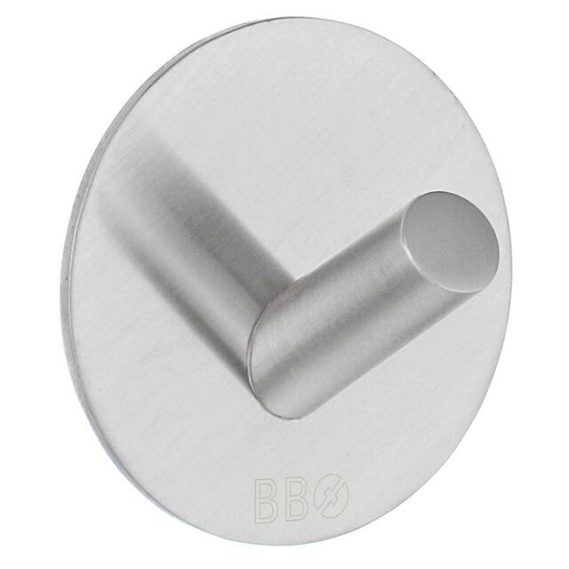 Rackhams Brushed Stainless Steel Single Towel Hook (48 x 48mm) Self Adhesive Bathroom Wall Mounted
