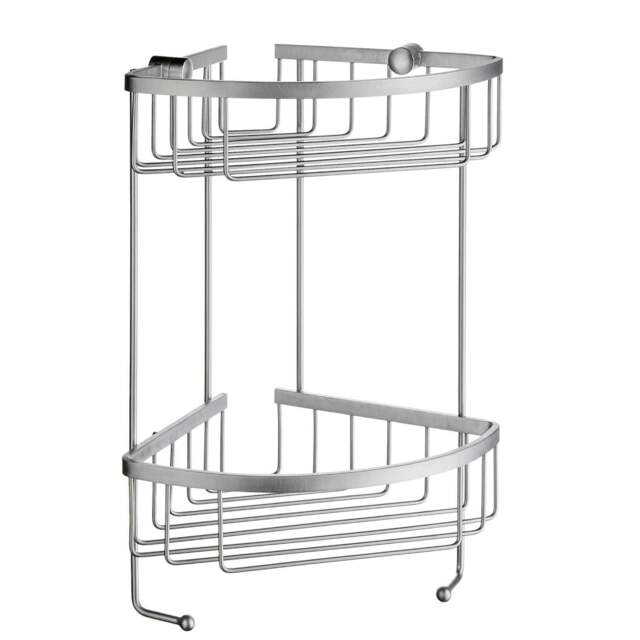 Rackhams Brushed Chrome Double Corner Shower Basket