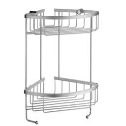 Rackhams Brushed Chrome Double Corner Shower Basket