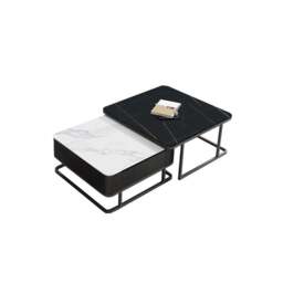 Rackhams Nathan Nesting Coffee Table Set, Sintered Stone - No - Black Wooden Top (S) +White Marble Effect Top (L) - thumbnail 6