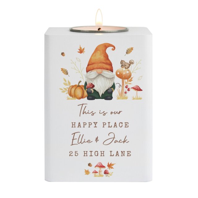 Rackhams Personalised Autumn Gonk Tealight Holder - image 1