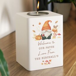 Rackhams Personalised Autumn Gonk Tealight Holder - thumbnail 2