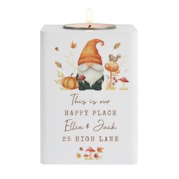Rackhams Personalised Autumn Gonk Tealight Holder - thumbnail 1