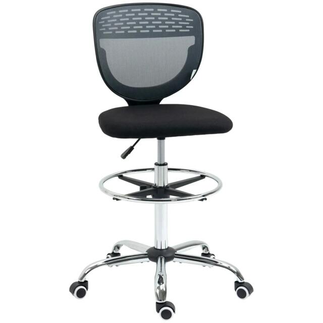 Rackhams Drafting Chair, Swivel Office Draughtsman Chair, Mesh Standing Desk Chair with Adjustable Foot Ring, Armless, Grey - image 1