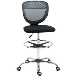 Rackhams Drafting Chair, Swivel Office Draughtsman Chair, Mesh Standing Desk Chair with Adjustable Foot Ring, Armless, Grey - thumbnail 1