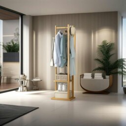 Rackhams Bamboo Coat Stand with Garment Shelf and Hanging Rail - thumbnail 2