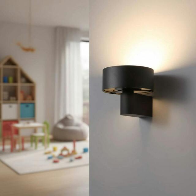 Rackhams 6 Watt Modern Black Wall Mounted Interior Light Fixture - image 1