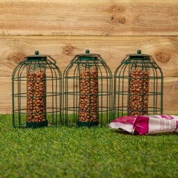 Rackhams Pack of 3 Samuel Alexander Metal Hanging Bird Nut Feeder with Squirrel Guard & Pack of Nut Feed - thumbnail 1