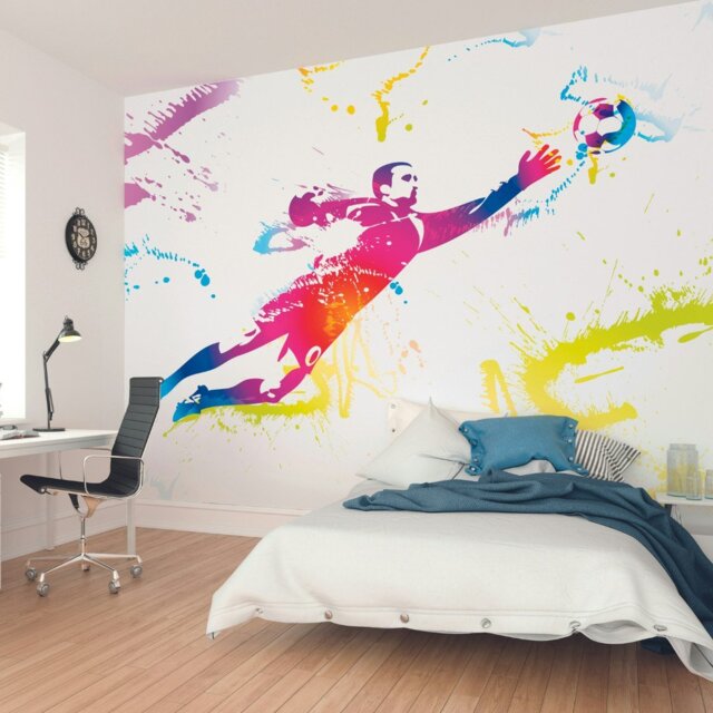 Rackhams Football Goalkeeper Wall Mural - Multi - Large - W350cm x H280cm - image 1