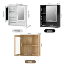 Rackhams Bathroom Mirror Cabinet Wall Mounted Storage Cupboard with Open Shelf - White - thumbnail 3