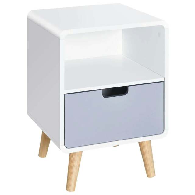 Rackhams Wooden Bedside Table End Nightstand With Drawer Wood Lamp Desk Storage Unit Bedroom Scandinavian Nordic Style - image 1
