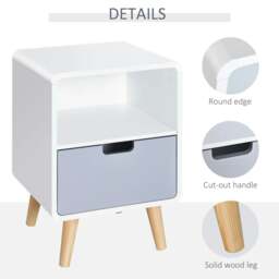 Rackhams Wooden Bedside Table End Nightstand With Drawer Wood Lamp Desk Storage Unit Bedroom Scandinavian Nordic Style - thumbnail 6