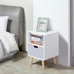 Rackhams Wooden Bedside Table End Nightstand With Drawer Wood Lamp Desk Storage Unit Bedroom Scandinavian Nordic Style - thumbnail 2