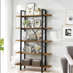 Rackhams Industrial 5 Tier Rustic Brown Bookcase - thumbnail 5