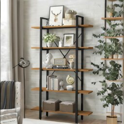 Rackhams Industrial 5 Tier Rustic Brown Bookcase - thumbnail 4