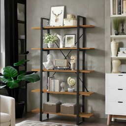 Rackhams Industrial 5 Tier Rustic Brown Bookcase - thumbnail 2