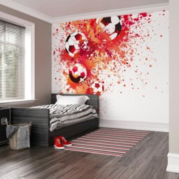 Rackhams Football Splash Wall Mural - Red - Large - W350cm x H280cm - thumbnail 1