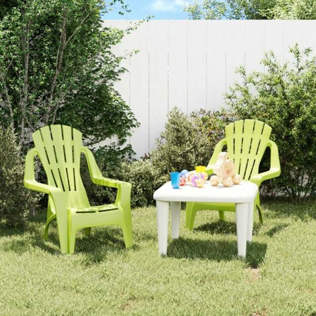 Rackhams Garden Chairs 2 pcs for Children Green 37x34x44cm PP Wooden Look