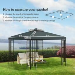 Rackhams 3(m) 2 Tier Gazebo Top Cover Replacement Canopy Roof Charcoal Grey - thumbnail 3