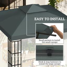 Rackhams 3(m) 2 Tier Gazebo Top Cover Replacement Canopy Roof Charcoal Grey - thumbnail 5