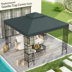 Rackhams 3(m) 2 Tier Gazebo Top Cover Replacement Canopy Roof Charcoal Grey - thumbnail 1