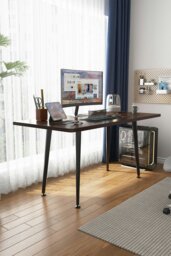 Rackhams Metal Desk Frame Black Desk Base with Adjustable Plastic Table Foot Protectors for Dining Table, 110cm W x 50cm D x 71cm H - Black - thumbnail 3