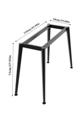 Rackhams Metal Desk Frame Black Desk Base with Adjustable Plastic Table Foot Protectors for Dining Table, 110cm W x 50cm D x 71cm H - Black - thumbnail 4