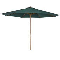 Rackhams 3(m) Garden Parasol, Pulley Operated Patio Umbrella, Wooden Parasol, Table Market Umbrella with Rope Pulley Mechanism and 8 Ribs, Dark Green - thumbnail 2