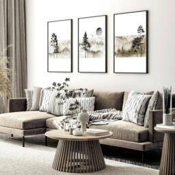 Rackhams Scandinavian wall decor - set of 3 framed wall art - A2 16.54 x 23.39 in / 42 x 59.4 cm - Satin Photo paper 280 gsm - Black Frame - thumbnail 3