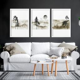 Rackhams Scandinavian wall decor - set of 3 framed wall art - A2 16.54 x 23.39 in / 42 x 59.4 cm - Satin Photo paper 280 gsm - Black Frame - thumbnail 1