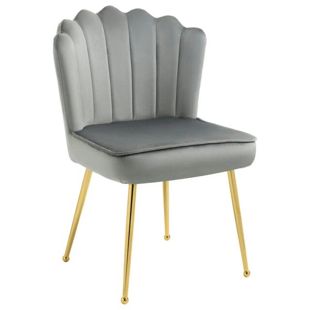 Rackhams Velvet-Feel Shell Accent Chair - Grey - image 1