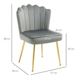 Rackhams Velvet-Feel Shell Accent Chair - Grey - thumbnail 3