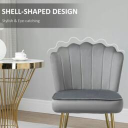 Rackhams Velvet-Feel Shell Accent Chair - Grey - thumbnail 5