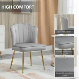 Rackhams Velvet-Feel Shell Accent Chair - Grey - thumbnail 6