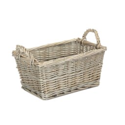 Rackhams Wicker Antique Wash Finish Handled Unlined Storage Basket - Large - thumbnail 2