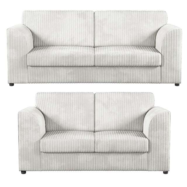 Rackhams Luxor Full Jumbo 3 + 2 Seater Sofa Set – Full Back - Silver - image 1