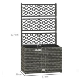 Rackhams Garden PE Rattan Planter Box w/ Trellis Flower Raised Bed, 57x30x107cm - thumbnail 5