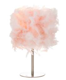 Rackhams Modern and Chic Real Pink Feather Table Lamp with Satin Nickel Base and Switch - thumbnail 2