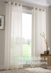 Rackhams Voile Ring Top Curtain Panel Pair - Silver - 145cm width x 275cm drop - thumbnail 3