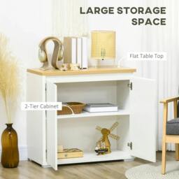 Rackhams Kitchen Sideboard, Storage Cabinet with Double Doors and Adjustable Shelf for Living Room, Entryway, White - thumbnail 4