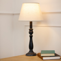 Rackhams Ravenna Column Linen Table Lamp (UK Plug) - Grey - 40cm x 11cm x 11cm - Grey - 100% Mixed - thumbnail 2