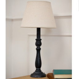 Rackhams Ravenna Column Linen Table Lamp (UK Plug) - Grey - 40cm x 11cm x 11cm - Grey - 100% Mixed - thumbnail 3